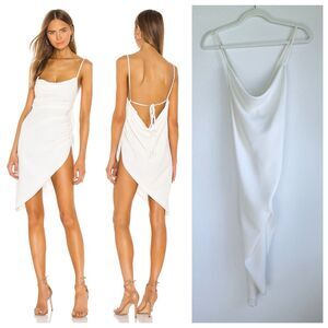 Amanda Uprichard Janet Open Back Strappy Asymmetrical Mini Dress in Ivory Size L